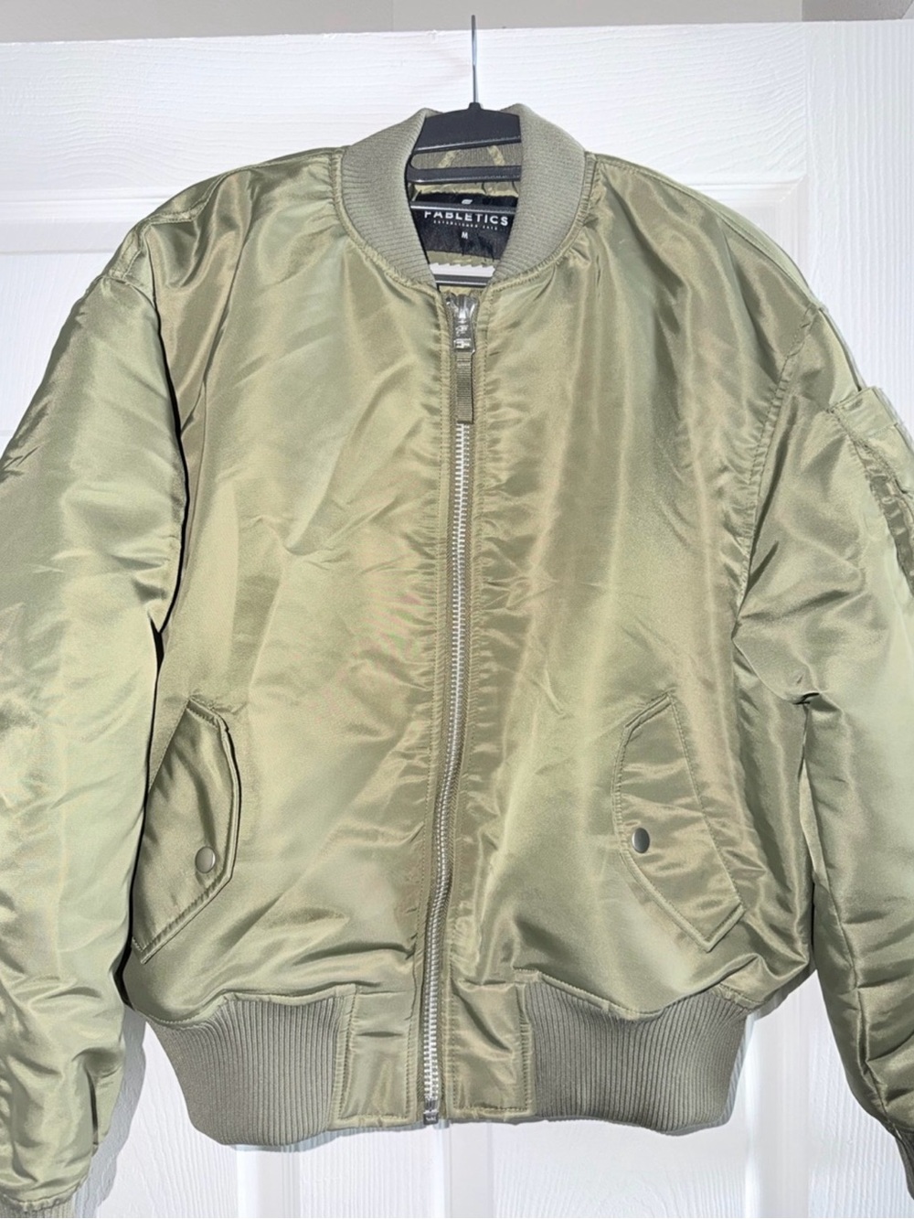 Olive Green Fabletics Bomber Jacket Sz Medium - Picture 1 of 6
